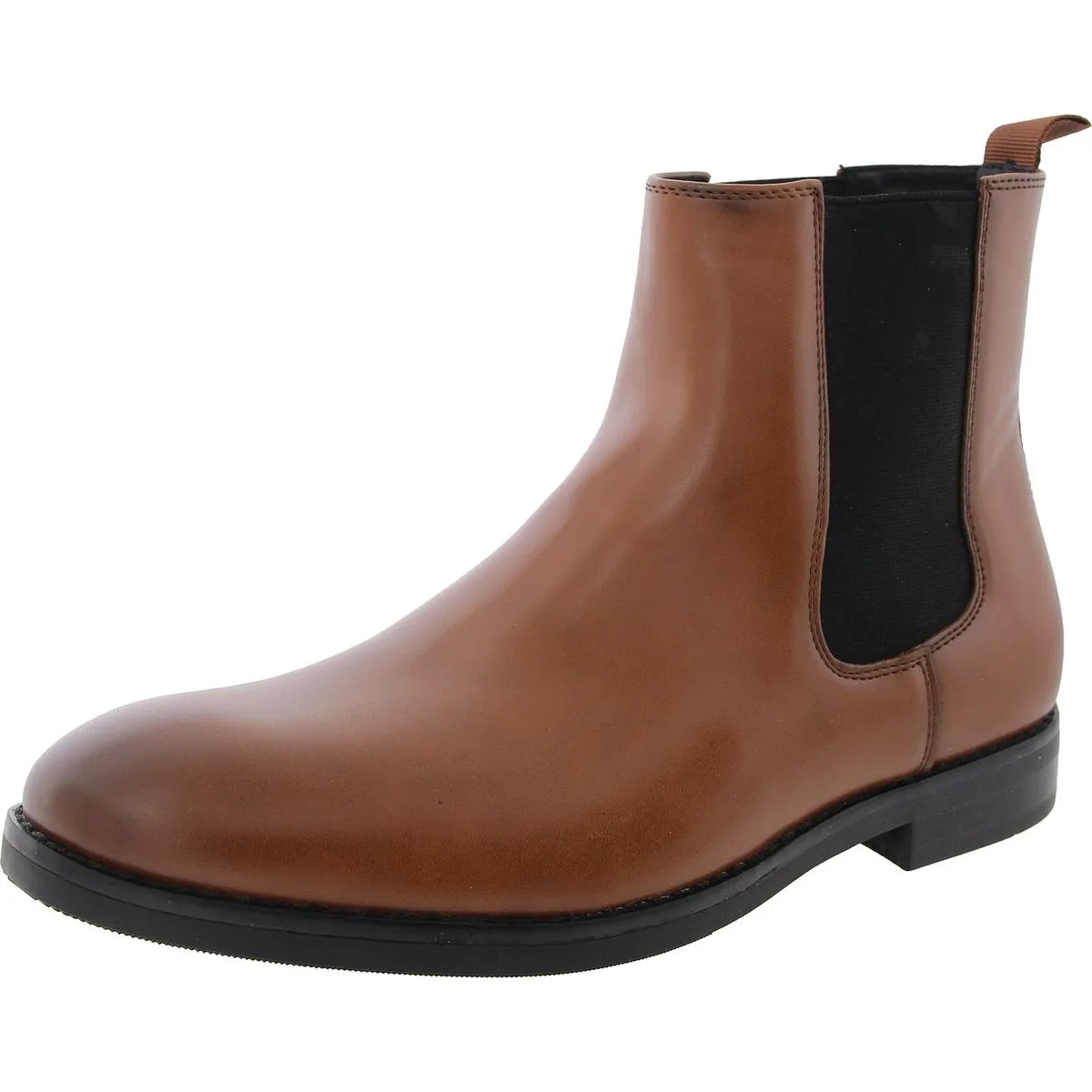 Mens Faux Leather Pull On Chelsea Boots