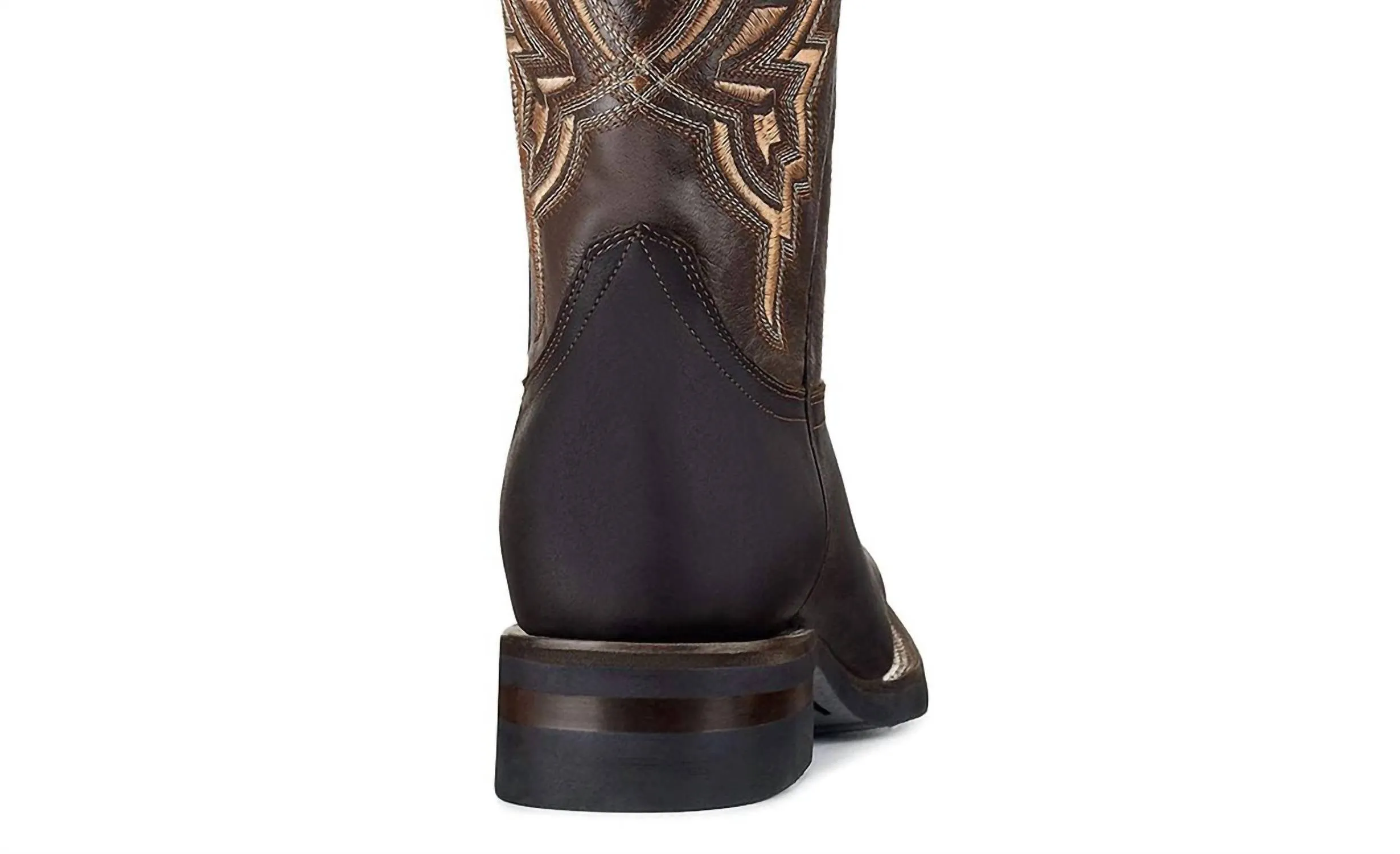 Men's Handcrafted Western Leather Boots In Dark Brown