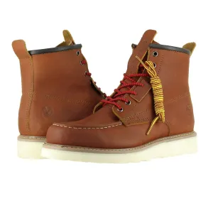 Men's Moc Wedge Steel Toe Work Boots In Cognac