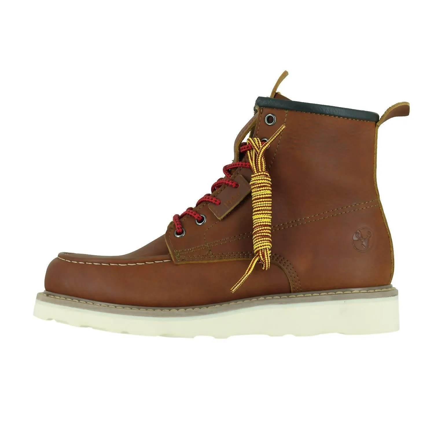 Men's Moc Wedge Steel Toe Work Boots In Cognac