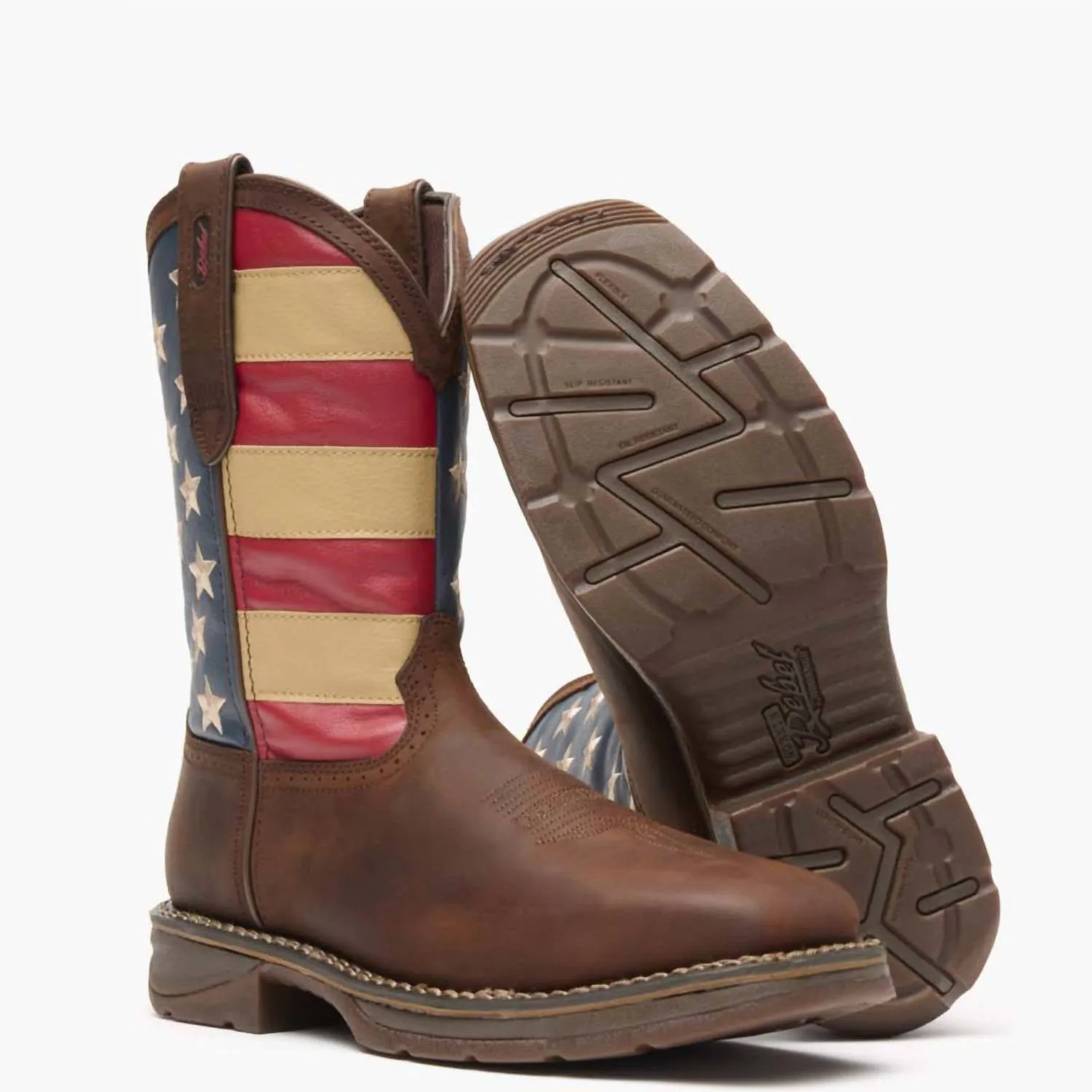 Men's Steel Toe Patriot Rebel Work Boots In Brown/multi