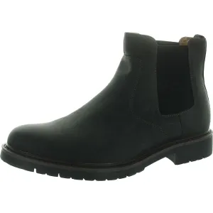 Mens Stretch Faux Leather Chelsea Boots