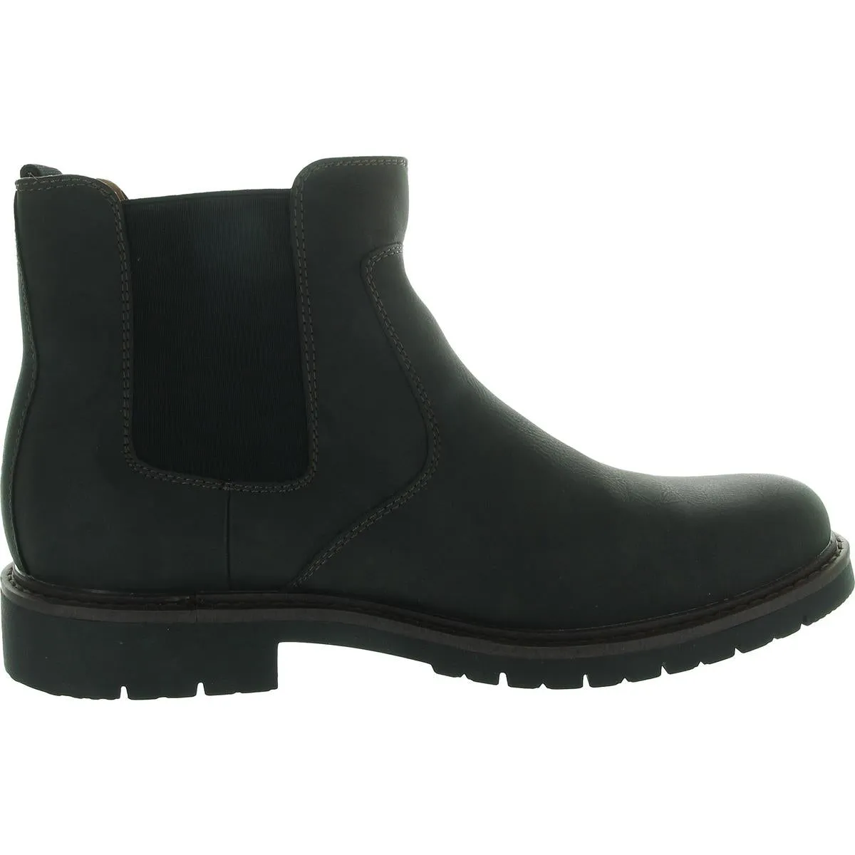 Mens Stretch Faux Leather Chelsea Boots