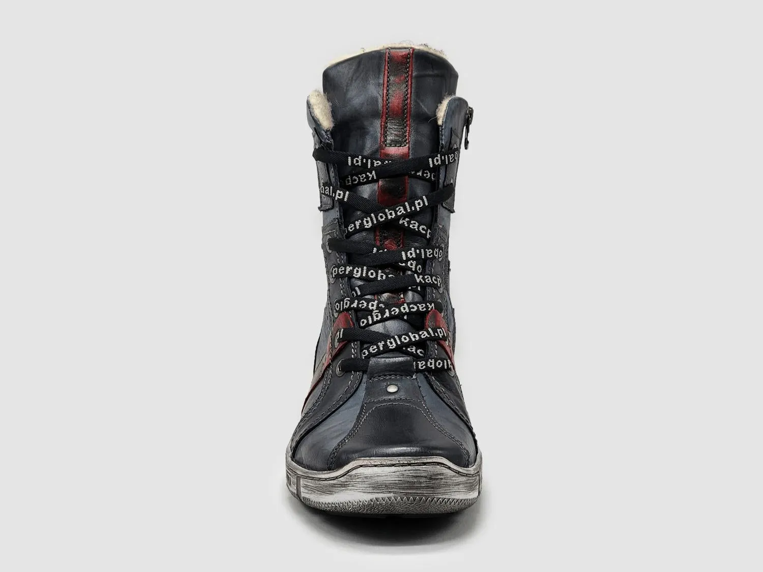 Men's Tall Comfort Thick Wool-Lined Zip-Up Leather Boots In Navy