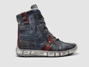 Men's Tall Comfort Thick Wool-Lined Zip-Up Leather Boots In Navy