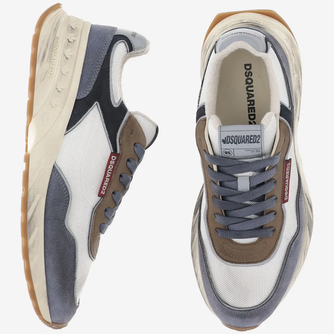 Mesh And Leather Sprinter Sneakers With Logo