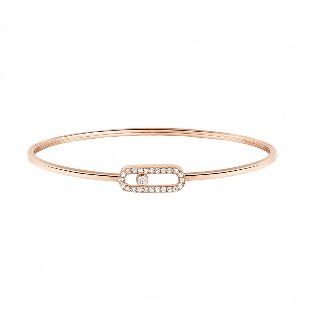 Messika Move Uno 18ct Rose Gold 0.34ct Diamond Pave Flex Bangle