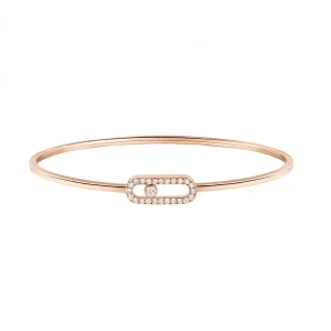 Messika Move Uno 18ct Rose Gold 0.34ct Diamond Pave Flex Bangle