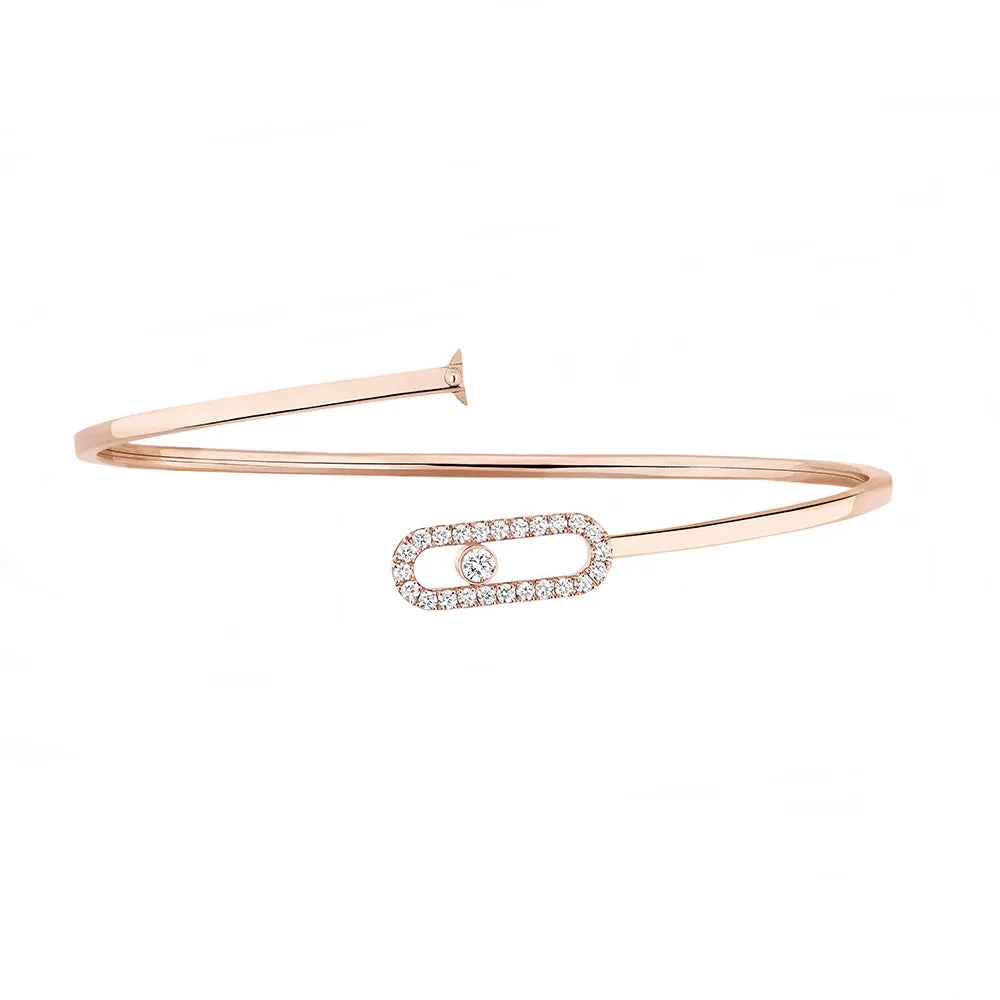 Messika Move Uno 18ct Rose Gold 0.34ct Diamond Pave Flex Bangle