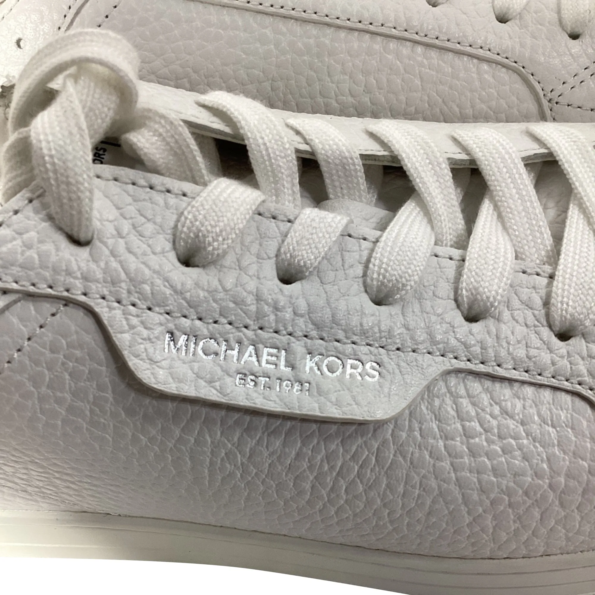 Michael Kors Keating Sneaker in Optic White Pebbled Leather