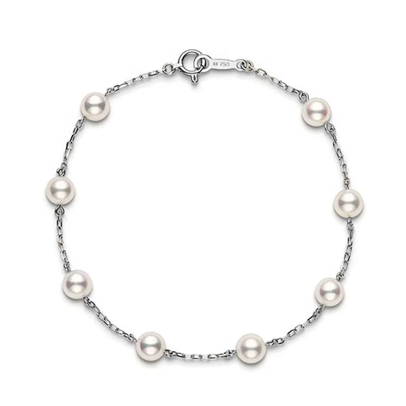 Mikimoto 18ct White Gold 5.5mm White Akoya Pearl Bracelet