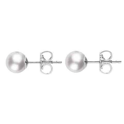 Mikimoto 18ct White Gold 7mm White Grade A  Pearl Stud Earrings