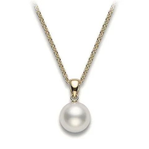 Mikimoto 18ct Yellow Gold 7mm White AA Akoya Pearl Necklace