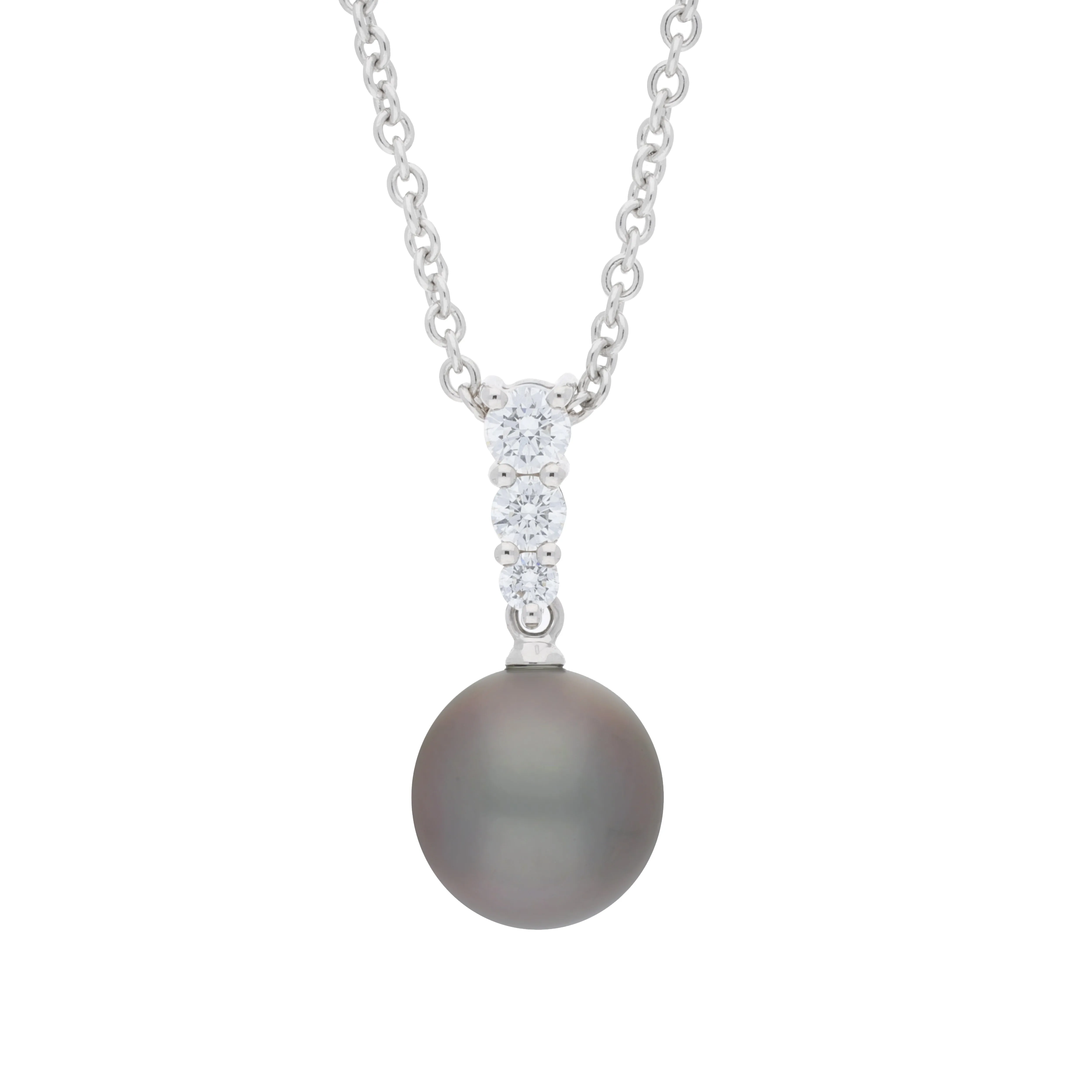 Mikimoto Black South Sea 18ct White Gold Pearl and 0.24ct Diamond Pendant