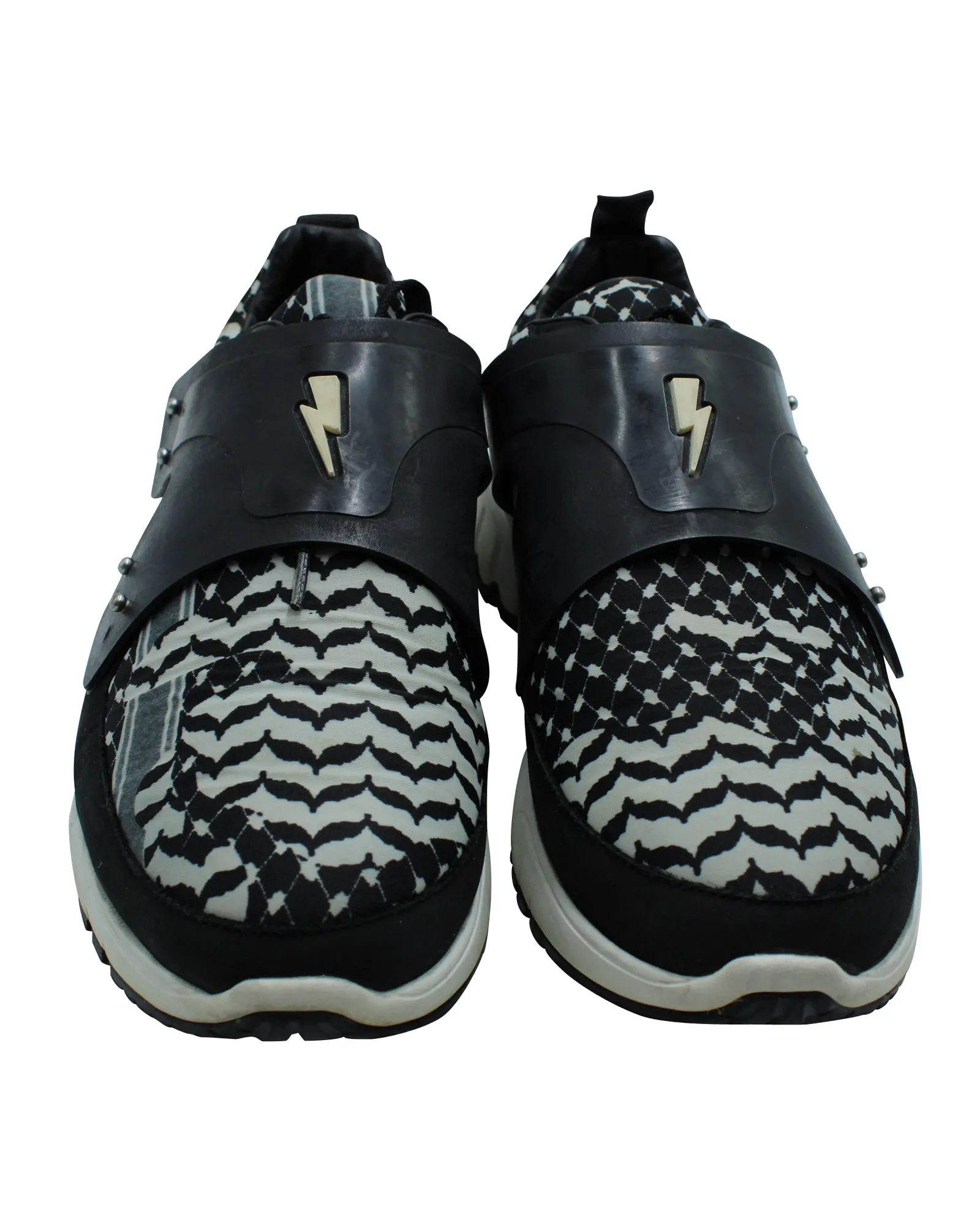 Neil Barrett Nubuck and Leather-Trimmed Printed Sneakers in Multicolor Neoprene