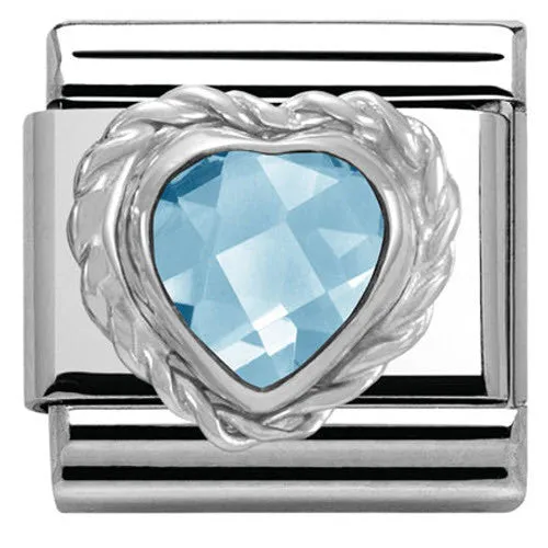 Nomination Charm Composable Link Heart Stone Light Blue Steel