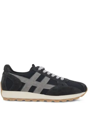 Panelled Navy Blue Sneakers With Almond Toe