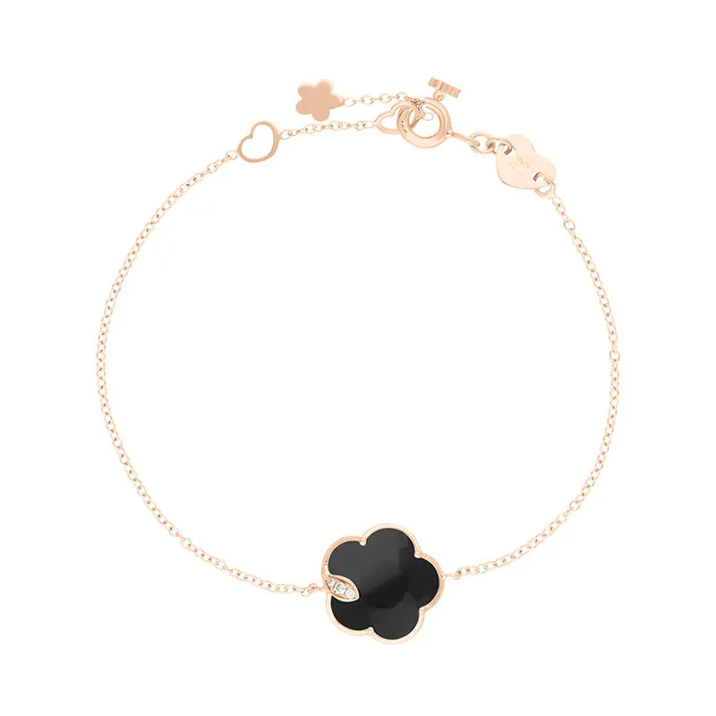 Pasquale Bruni Petit Joli 18ct Rose Gold White and Champagne Diamond Onyx Bracelet
