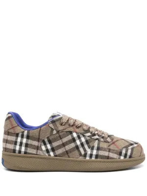 Plaid Pattern Brown Sneakers