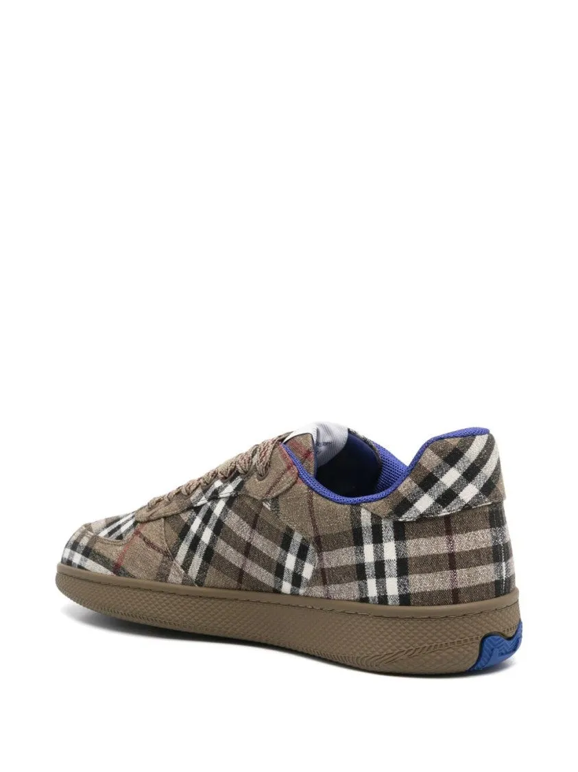 Plaid Pattern Brown Sneakers