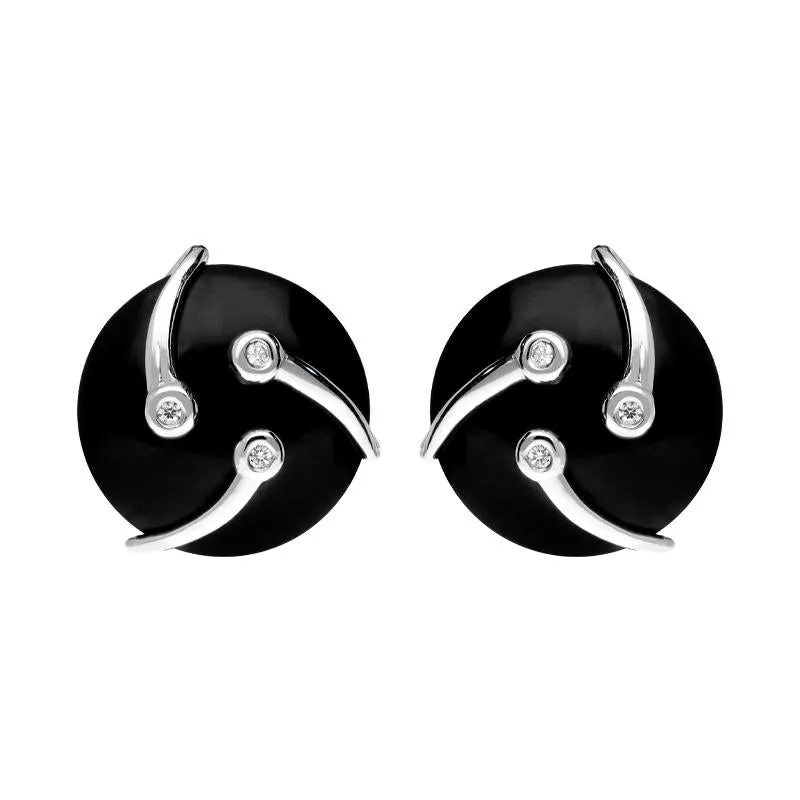 Platinum Diamond and Whitby Jet Shooting Stars Earrings D