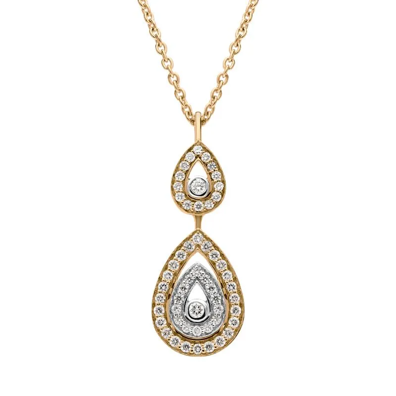 Ponte Vecchio 18ct Rose Gold 0.18ct Diamond Pear Necklace D