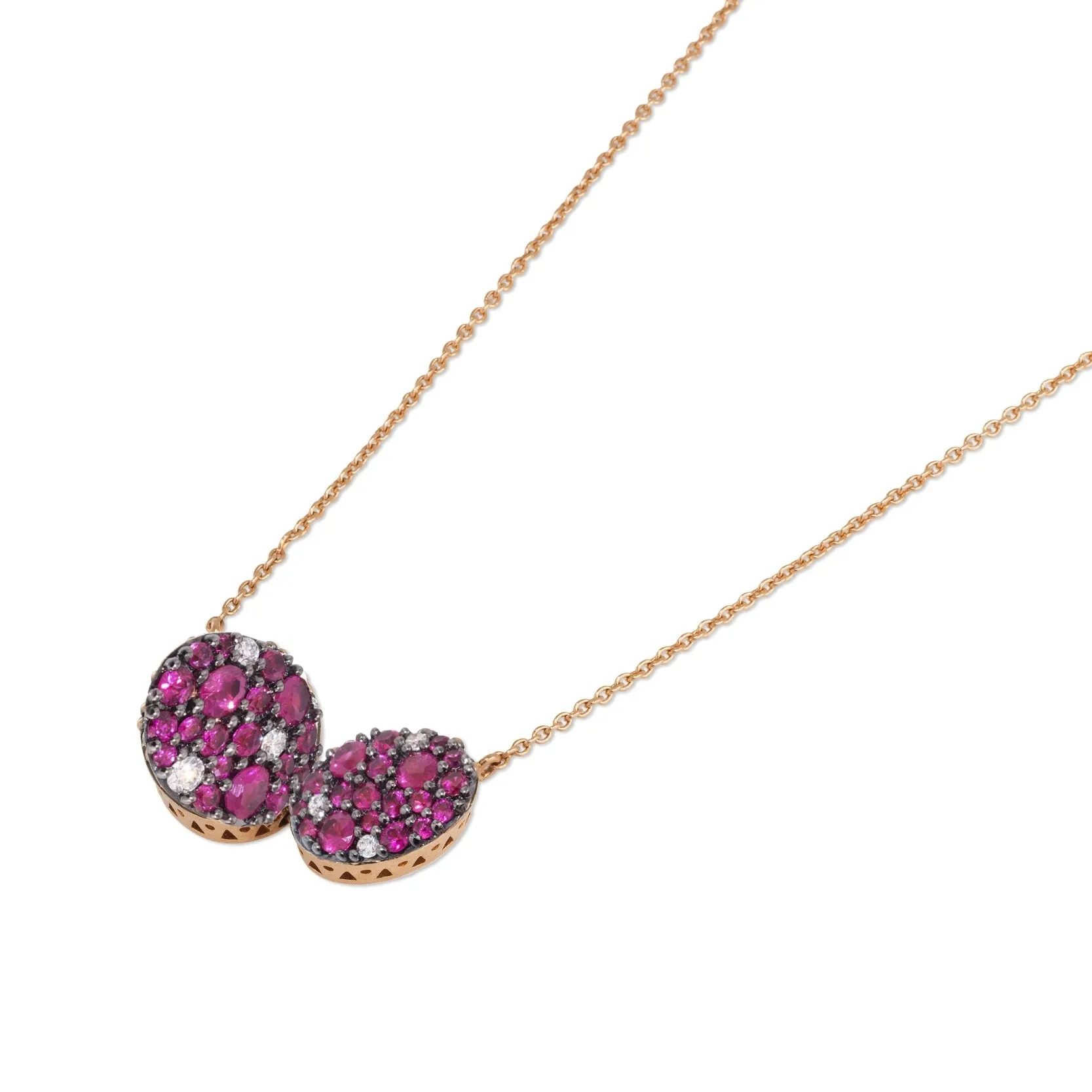 Ponte Vecchio 18ct Rose Gold Ruby Diamond Pave Necklace