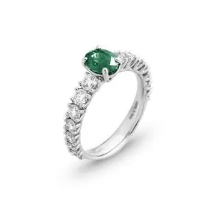 Ponte Vecchio Eternity 18ct White Gold 1.00ct Emerald Diamond Oval Cut Ring