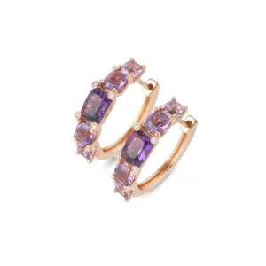 Ponte Vecchio Iris 18ct Rose Gold 3.20ct Amethyst Diamond Hoop Earrings