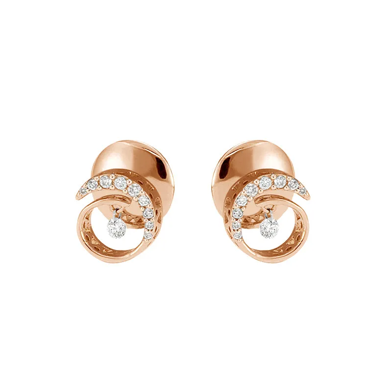 Ponte Vecchio Vega 18ct Rose Gold 0.27ct Diamond Swirl Earrings