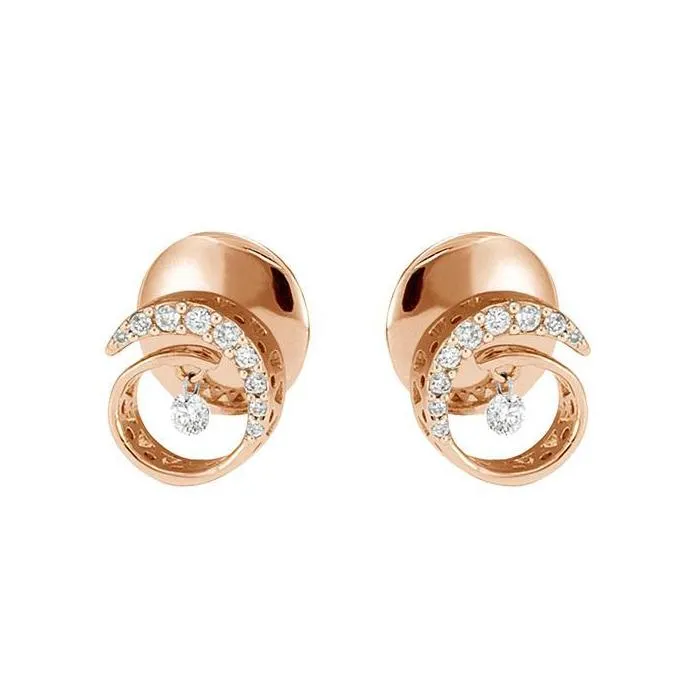 Ponte Vecchio Vega 18ct Rose Gold 0.43ct Diamond Swirl Stud Earrings