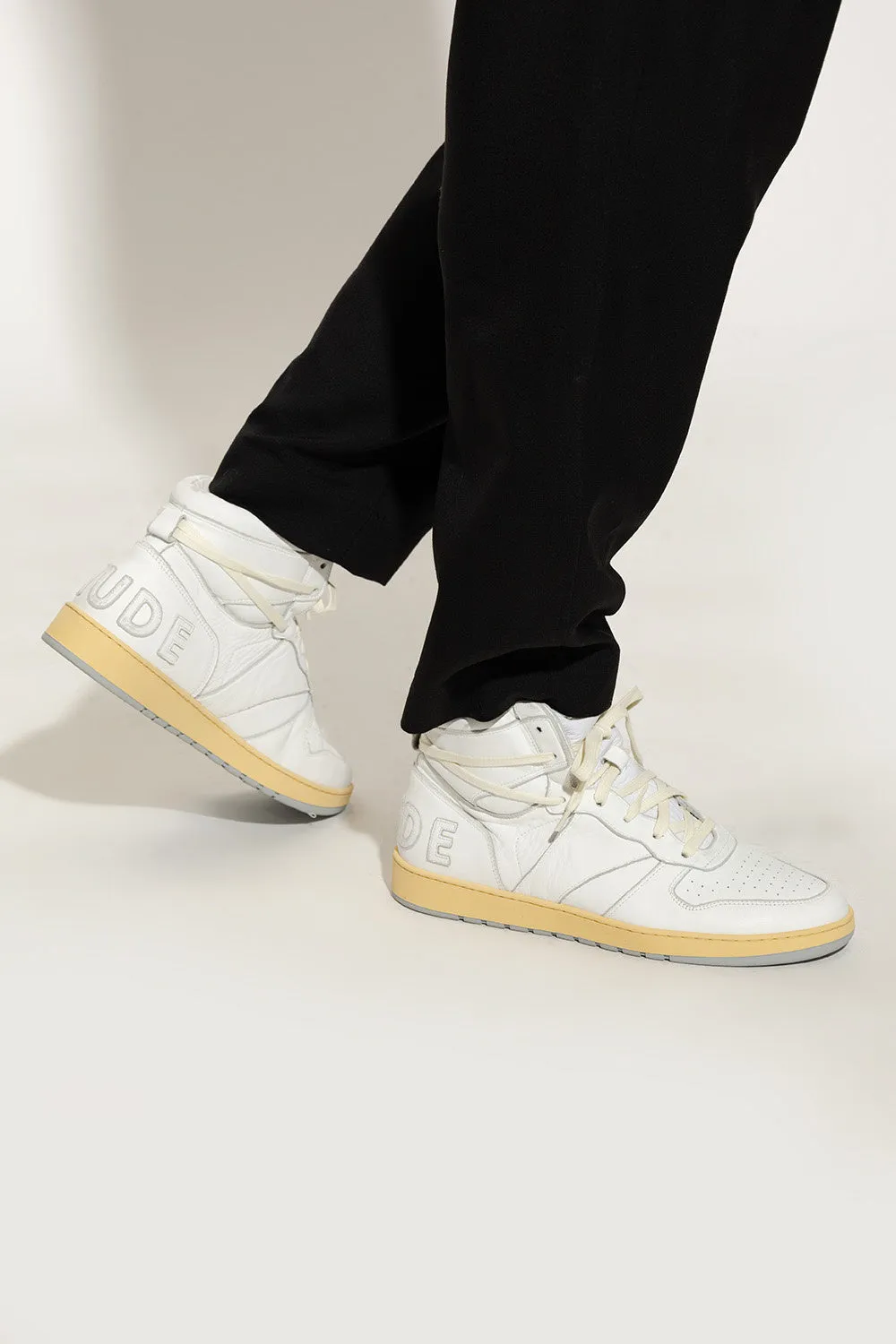 Rhude New Men's High Top Sneakers Shoes In White