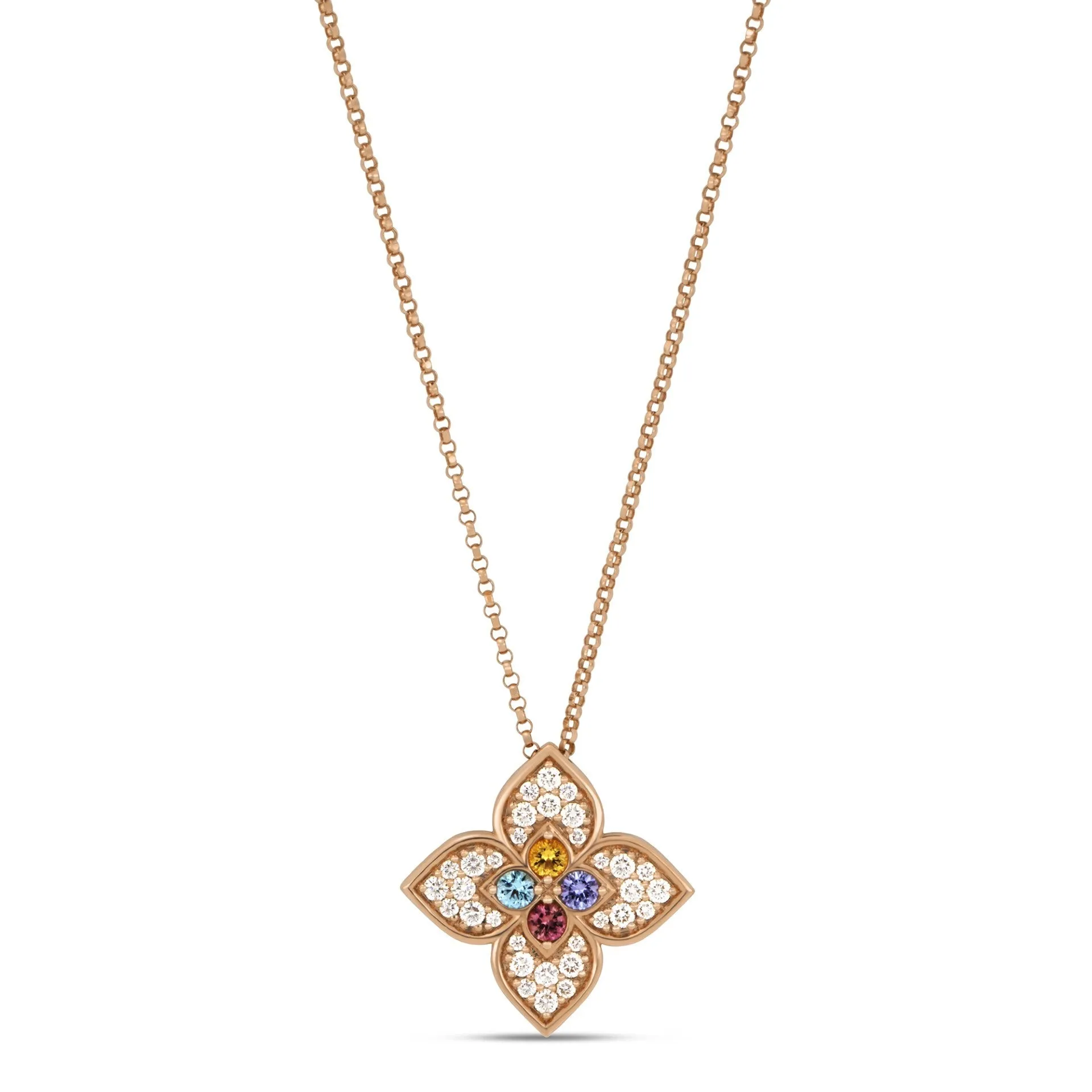 Roberto Coin 18ct Rose Gold 0.5ct Diamond & Mixed Gemstones Venetian Princess Carnival Necklace