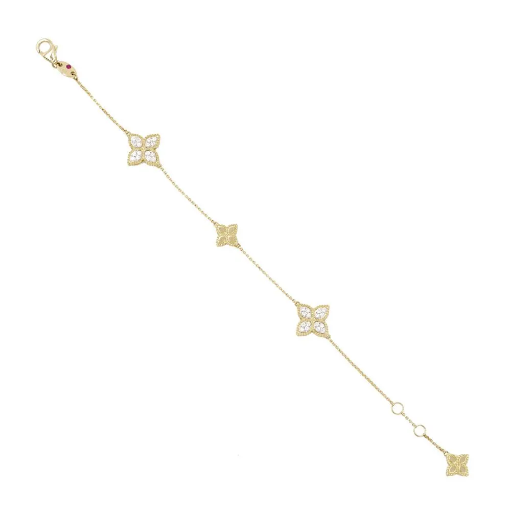 Roberto Coin Princess Flower 18ct Yellow Gold Diamond Bracelet