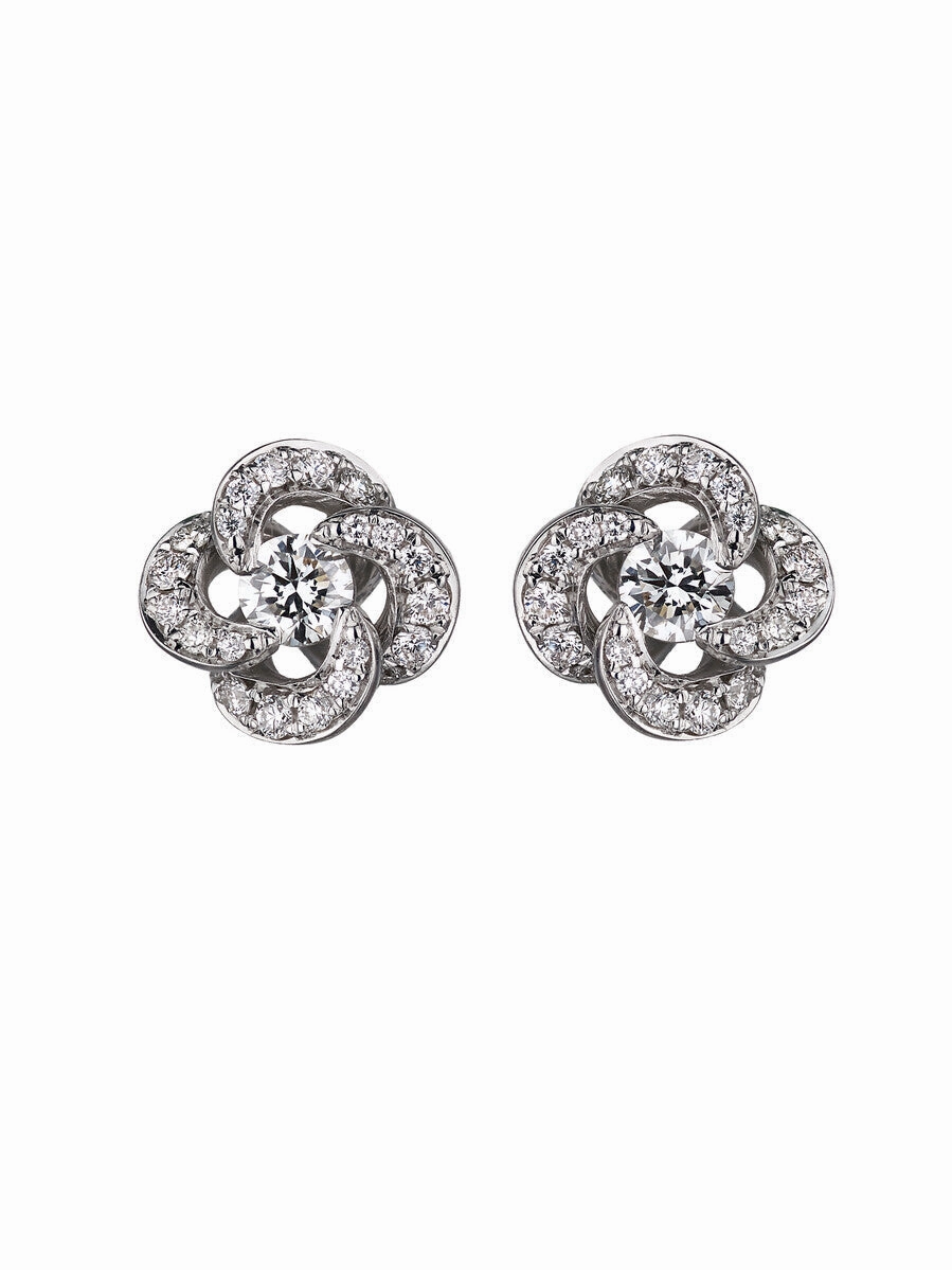 Shaun Leane Entwined 18ct White Gold Diamond Pave Petal Flower Stud Earrings