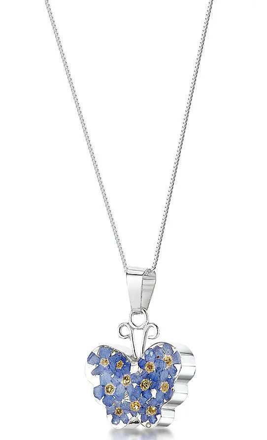 Shrieking Violet Necklace Forget Me Not Butterfly Medium Silver