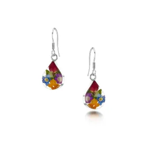 Shrieking Violet Sterling Silver Floral Teardrop Earrings