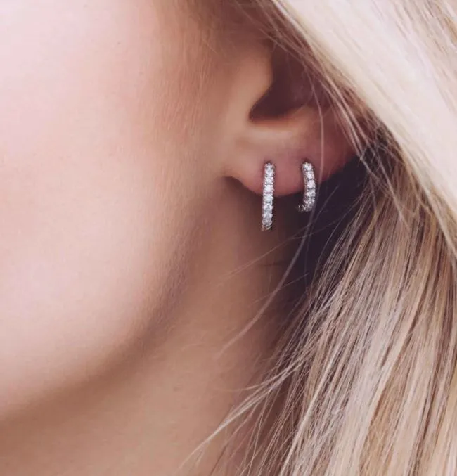 Sif Jakobs Ellera Sterling Silver White Zirconia Hoop Earrings