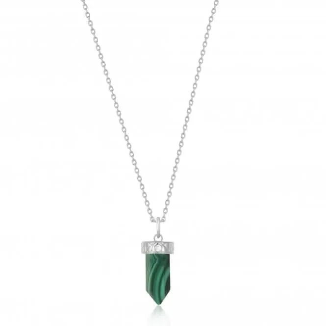 Silver Malachite Point Pendant Necklace N039-03H-M