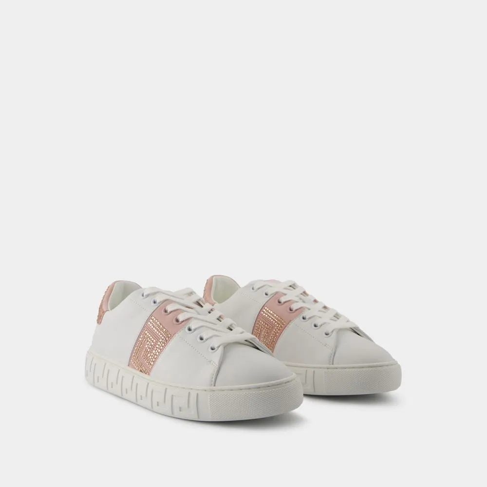 Sneakers - Cotton - White/Pink