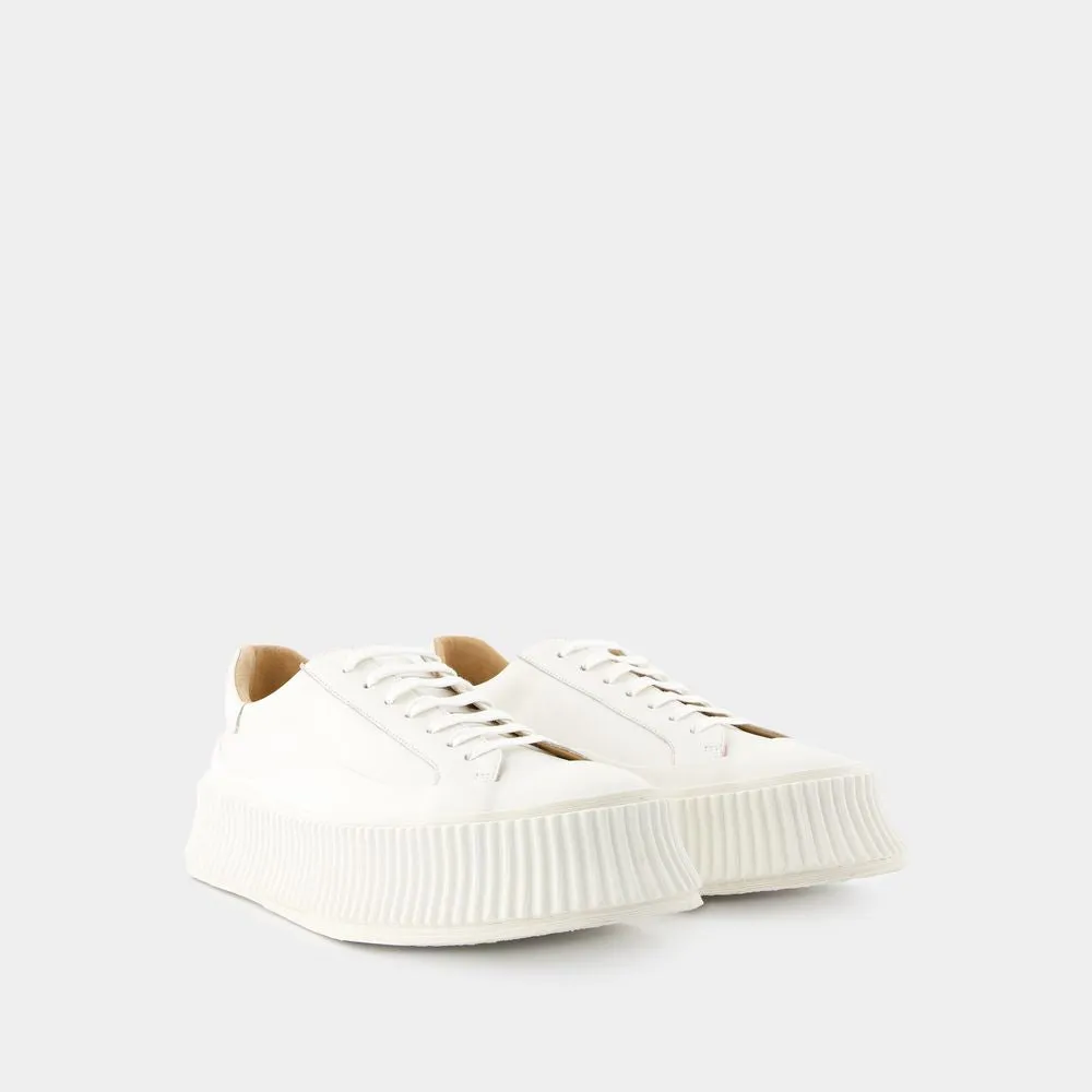 Sneakers - Leather - Beige