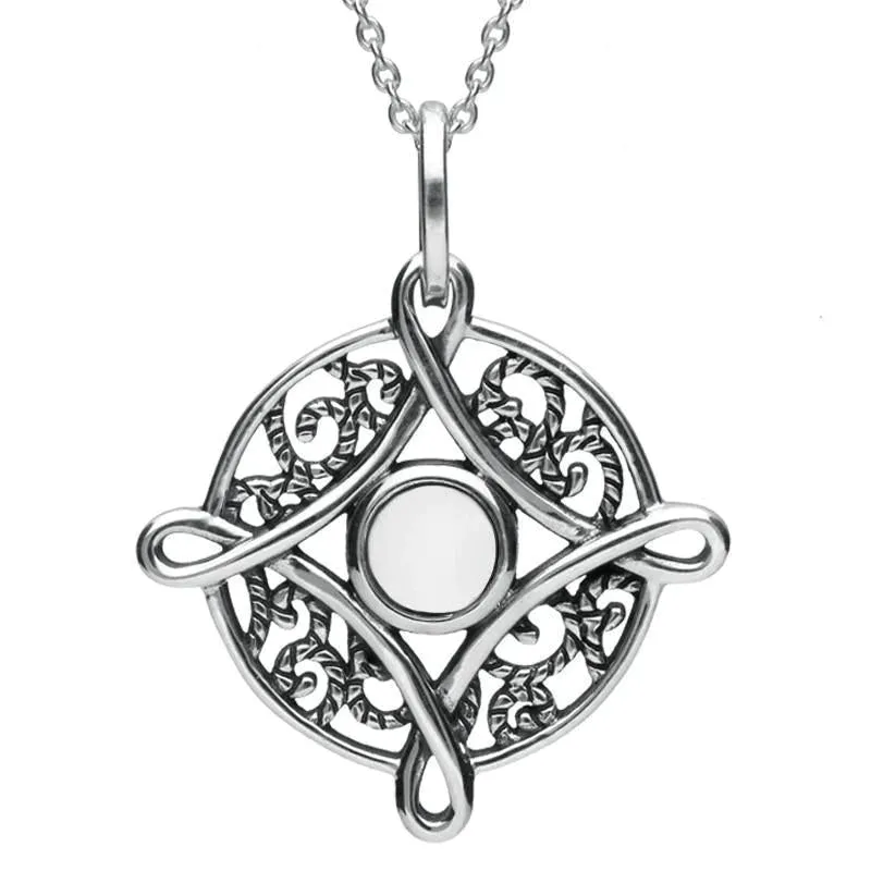Sterling Silver Bauxite Detailed Four Point Cross Necklace