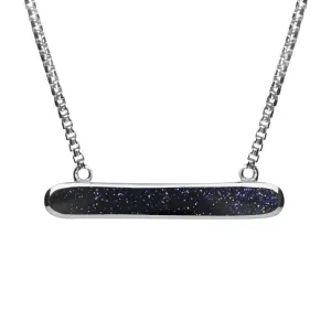 Sterling Silver Blue Goldstone Lineaire Oval Necklace
