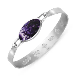 Sterling Silver Blue John Queen's Jubilee Hallmark Wide Oval Bangle D