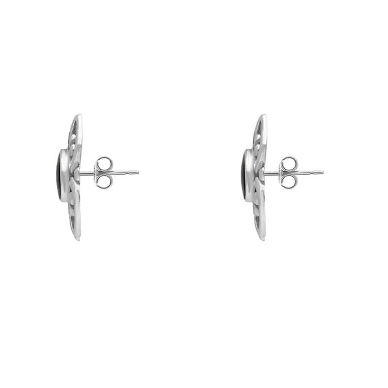 Sterling Silver Blue John Round Scroll Stud Earrings