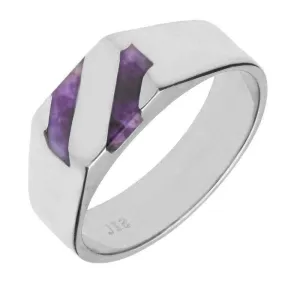 Sterling Silver Blue John Two Stone Slither Signet Ring