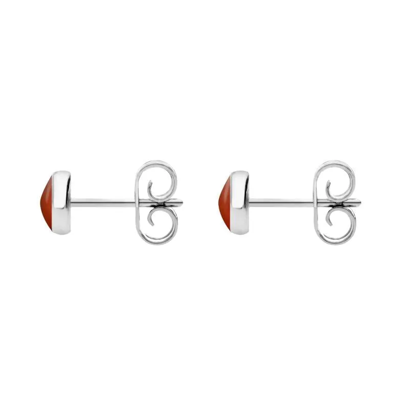 Sterling Silver Carnelian 5mm Classic Small Round Stud Earrings