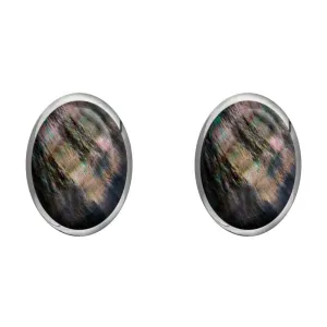 Sterling Silver Dark Mother of Pearl 8 x 10mm Classic Large Oval Stud Earrings