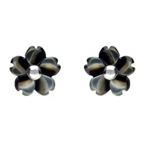 Sterling Silver Dark Mother of Pearl Tuberose 6mm Gypsophila Stud Earrings