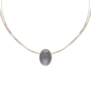 Sterling Silver Gold Plated Moonstone Oval Necklace D